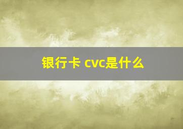 银行卡 cvc是什么